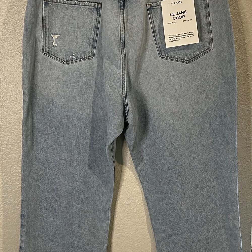 NWT FRAME Le Jane Crop High Rise Straight Distressed Denim- Temecula Rip- Sz 34 - Picture 4 of 7